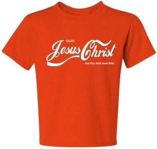 Enjoy Jesus Christ Shirt – Thou Shalt Never Thirst, Funny Christian Gifts for Men Women, Faith Apparel Inspirational Unisex Boys Girls Graphic Youth T-Shirt, Orange, Small