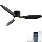 ycwdcz 42 Inch Ceiling Fans with Lights and Remote, Reversible DC Motor, Ceiling Fans with Lamps Silent 6 Speeds with Timer, 3 CCT Selectable, Modern Light Fan Ceiling for Bedroom, Lounge, Black