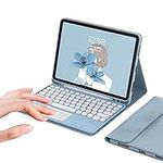 iPad Air 5 2022/Air 4 2020 Case with Keyboard, Trackpad Detachable Keyboard with Pencil Holder -Wireless Bluetooth Touchpad Keyboard Cover for 10.9 inch iPad air 5th/4th Generation, Sky Blue