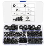 qxayxa 220 Pcs Nylon Lock Nuts, Hex Lock Nut Assortment Kit, Nylon Insert Hex Nut Set, Locknuts, Black Carbon Steel Self-Locking Nuts, Metric M3 M4 M5 M6 M8 M10 M12