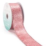 CT CRAFT LLC Glitter Wired Ribbon 1.5" x 10 Yards Rose Gold for Christmas Home Decor Bow Gift Wrapping DIY Crafts Wreath