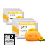 Richfeel Calendula Anti Acne Brightening Soap | Bathing Soaps | Bath Soap for Men & Women | Soaps for Bath | TFM Grade 1 Soap | For Oily Skin | Fades Dark Spots | - 75Gm X 4 (B3G1) Pack of 2