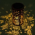 UZIMOO Solar Lanterns Outdoor Hanging Lantern Lights, Butterfly Hollowed-Out Metal Decor Lantern, Waterproof LED Garden Decoration Light for Patio, Yard, Pathway, Landscape, Lawn