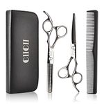 CIICII Hairdressing Scissors Set, Professional Hair Cutting Scissor Barber Kit (Hair Beard Trimming Shaping Grooming Thinning Shears) for Men Women Hairdressers Home Salon Haircut Kit (Silver)