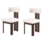 LivinVeluris Dining Chairs Set of 2, Modern Dining Chairs Mid-Century, Round Kitchen Chairs, Boulce Dining Chair with Black Metal Legs, Kitchen Dining Room (White Teddy Velvet/Brown Legs Set of 2)