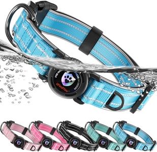 AirTag Dog Collar, Reflective Durable Nylon, IP68 Waterproof Rubber Gasket Ring, Twist‑Lock Safety Buckle & Quick‑Release Buckle, Compatible with Apple AirTag (Blue, Medium)