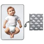 PHOEBUS BABY Portable Changing Pad - Waterproof Compact Diaper Changing Mat - Foldable Lightweight Travel Changing Station, Newborn Shower Gifts(Grey)