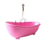 TOYANDONA Baby Bathtub with Shower Sprayer, Mini Bathtub Bathroom Accessories Dollhouse Furniture Pretend Play Toy for Kids Dolls Bath Playset -Pink