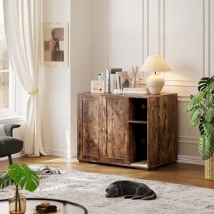 IDEALHOUSE Cat Litter Enclosure for Placing Litter Robot 3/4,Power Outlet and Dog-Proof Shelf for Litter Robot Cabinet,Litter Collector for Automatic Litter Box Enclosure