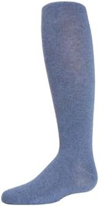 MeMoi Soft Pima Cotton Tights for Girls, Soft and Lightweight Opaque Tights for girls - Sizes 8 to 16, Light Denim, 8