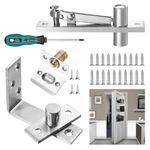 Door Pivot Hinges, Stainless Steel Hidden Door Hinge 180 Degree Rotation Invisible Wood Secret Door Hardware with Screws and Screwdriver for Secret Door, Cabinet & Closet Door