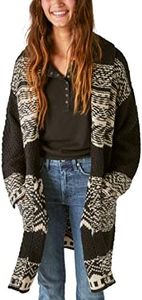 Lucky Brand Women's Fair Isle Print Coatigan, Dark Black Combo, XX-Large