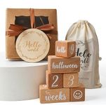 Milestone Blocks Set of 6 Baby Age Blocks for Monthly Milestone Wooden Photo Props Set Perfect for Baby Shower and Keepsake