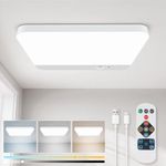 Rechargeable LED Ceiling Light Indoor - 6000mAh Battery Operated Bathroom Light with Remote 3 Colour Temperatures, Motion Sensor, Magnetic Mount, Wireless Ceiling Lamp for Garage Hallway Shed Stair