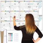 Extra Large Reusable Wall Planner Set A0 (118 x 84cm) Thick Laminated 12 Month Undated Wall Calendar Markers & Adhesive Dots for Mounting Home Office