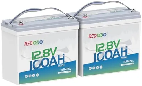 Redodo 2 Pack 12V 100Ah Mini LiFePO4 Lithium Battery, 1280Wh Deep Cycle Battery with Upgraded 100A BMS, UP to 15000 Cycles, Perfect for RV, Camping, Solar Home Storage, Off-Grid, Trolling Motor