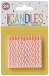 Pink Striped Birthday Candles, 24ct