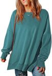 SHEWIN Womens Fall Fashion 2024 Casual Crewneck Lightweight Pullover Sweatshirts Loose Long Sleeve Tops Oversized Sweatshirt for Women,US 12-14(L),Lake Blue