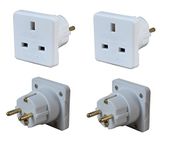 Invero® 2x Pack of UK to Europe EU Euro Tourist Travel Plug Power Mains Adapter - White