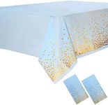FuninCrea 2 Pack Gold Dot Tablecloths Table Covers Party Tablecloths 54 x 108 Inches Dot Confetti Table Cloths for Indoor or Outdoor Birthday Party/Weddings (Blue)