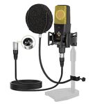 PROAR XLR Podcast Microphone Professional Cardioid Studio Condenser Microphone 25mm Large Diaphragm Computer PC Gaming Mic Kit with Upgrade Pop Filter for Vocal Recording,Streaming,YouTube C414