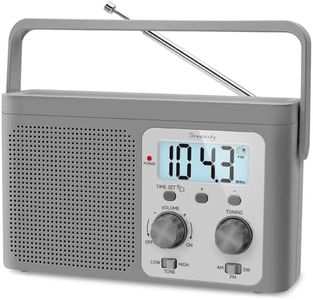 DreamSky AM FM Radio Portable - Shortwave Radio Battery Powered or Plug in Wall for Home Outdoor, Strong Reception, Large Dial Easy to Use, Digital Time Display, Transistor Antenna, Seniors Small Gfit