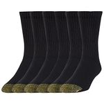 Gold Toe Men's Cotton Short Crew Athletic Socks, 6-pairs Socks, Black, L UK, 6-12.5