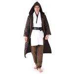 Jedi Costume Adult, Tunic Hooded Robes Medieval Fancy Dress Halloween Cosplay Party Costume Full Set Brown (XX-Large,190cm)