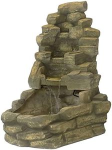 Sunnydaze 37-Inch H Stone Falls Outdoor Water Fountain - Waterfall Feature for The Garden, Patio, or Backyard