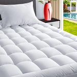 TEXARTIST Mattress Pad Queen Mattress Topper Pillow Top Cooling, Quilted Fitted Mattress Cover Queen Mattress Protector, Soft Queen Bed Topper Deep Pocket 8-21" for Home Hotel Dorm (60x80 Inch, White)