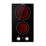 Klarstein Ceramic Hob, Electric Hob Ceramic Cooker, Rotary Controls, Residual Heat Indicator, Child Lock & Auto Shut-Off, Easy-Clean Glass Surface, 2 Zones