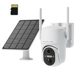 WiFi Security Cameras Wireless Outdoor, Solar Battery Powered 360° PTZ Cameras for Home Security, 2K HD Color Night Vision, 2-Way Talk, PIR Motion Detection, Siren Alert, SD/Cloud, Works with Phone