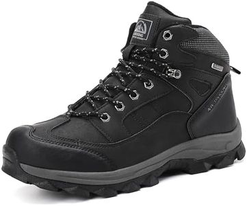 AX BOXING Botas Hombre Invierno Botas Montaña Forro Cálido Zapatillas Trekking Antideslizante Zapatos de Senderismo Botines de Nieve Aire Libre (Negro,42 EU)
