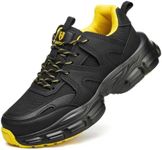 Hogent Steel Toe Shoes for Men Women, Yellow Lining Work Shoes, Men 11 / Women 12.5