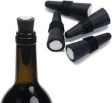 Wine Stoppers (Set of 5), Silicone Wine Bottle stopper and Beverage Bottle Sealer Replacement with Grip Top for Cork to Keep The Wine Fresh - Black