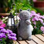 Qeeman Solar Garden Statue Cat Figu