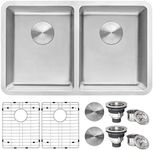 Ruvati 28-inch Undermount Kitchen Sink 50/50 Double Bowl 16 Gauge Stainless Steel - RVM5077