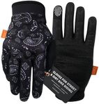 Saints of Speed Motorcycle Gloves with Knuckle Protection, Leather Palms, + Phone Capable Finger Tips (Black Paisley, 2XL)