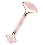 Fancii Rose Quartz Facial Roller Massager for Face, Eyes and Neck - Anti-Aging Jade Beauty Tool Made with Brazilian Quartz Stone (Aeva)