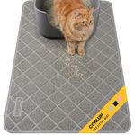 Conlun Cat Litter Mat Litter Trapping Mat, Cat Litter Tray Mat, Premium PVC Grid Mesh Scatter Control Design Litter Box Mat, Waterproof Urine Resistant Material, Easy to Clean, 61 x 43cm Grey
