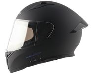 Vega Bolt ISI Certified Smart Bluetooth Full-Face Helmet – Shockproof, UV-Protected, Lightweight, Premium Comfort Dull Black M