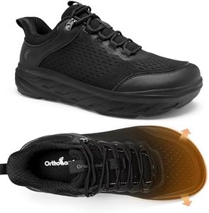 Men's Orthopedic Diabetic Wide Easy On/Off Walking Shoes: Plantar Fasciitis Heel Spur Ankle Support, Breathable Comfortable High Arch Bowling Trail Sneakers Black Size 14