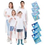 TUNCHMO Disposable Rain Ponchos Family 6 Pack for Adults and Kids-50% Thicker Emergency Rain Poncho for Women and Men with Drawstring Hood