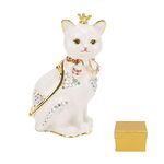 Yosoo Health Gear Enamel Cat Trinket Box, Cat Hinged Jewelry Box with Crystals, Hand Painted Cat Trinket Box Rings Earrings Necklace Storage Box Cat Home Decor Decor Gift