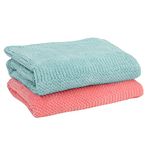 UrbanLeaf Microfiber Large Bath Towel | Quick Dry Super Absorbent - Bath Towel for Men and Women | Light Green & Pink | Towel for Bath, Travel, Gym, Beach, Pool, and Yoga (70 X 140 CMs)