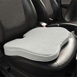 betterhood PosturePro Premium Car Seat Cushion for Driving Seat | Orthopedic Memory Foam, Cotton Cover | Car Cushion Pillow for Tailbone Pain Relief | Ergonomic Design for Long Drive Comfort (Grey)