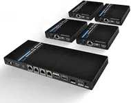 OREI 1x4 HDMI Extender Splitter 4K, Multiple Over Single Cable CAT6/7 4K@60Hz 4:4:4 HDCP 2.2 with IR Remote EDID Management - Up to 230 Ft - Loop Out - Low Latency - Full Support IR RS-232 Control