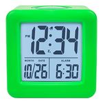 Equity by La Crosse Green Soft Cube LCD Alarm Clock with Smart Light, Silicone