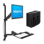 Mount-It! Wall Mount Workstation with Single Monitor Mount, Keyboard Tray and CPU Holder, Height Adjustable Full Motion Arms, Fits One 32 Inch Computer Screens
