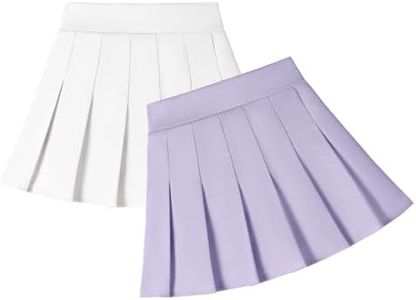 Dalukit 2 Pack Toddler Baby Girls Pleated Skirt Baby Girls Uniform Skirt Built in Shorts Tennis Casual Skorts for Little Kid Purple/White